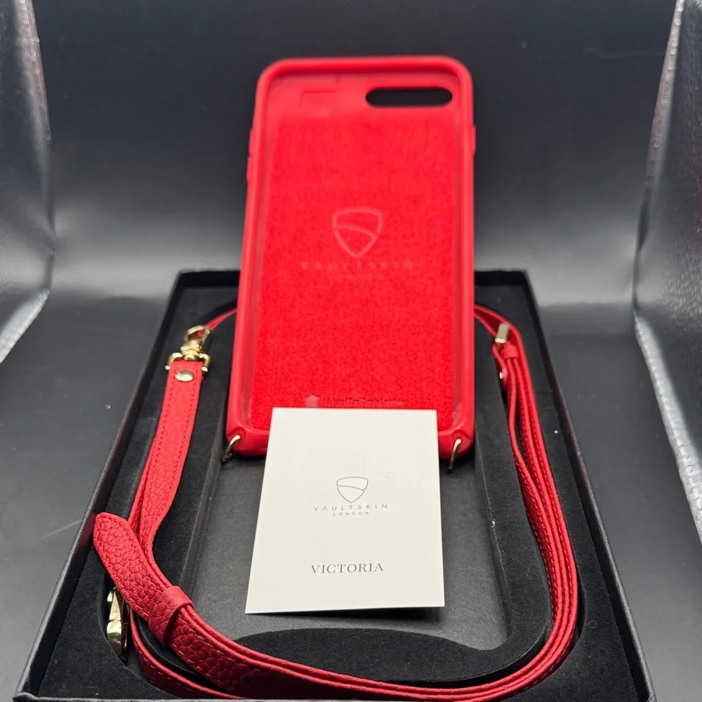 Vaultskin London: iPhone 7/8 Plus Red Leather Crossbody Case